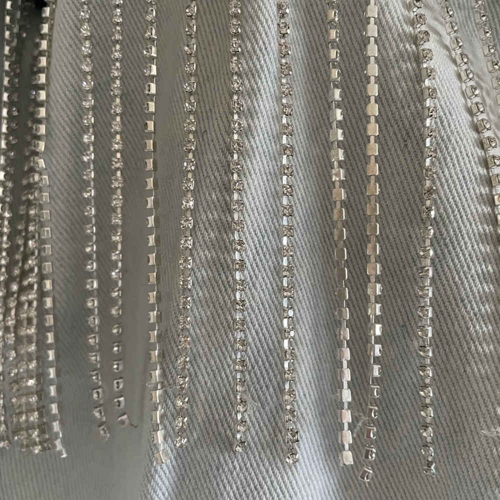 Rhinestone Fringe Jean Jacket M/L - Picture 3 of 3